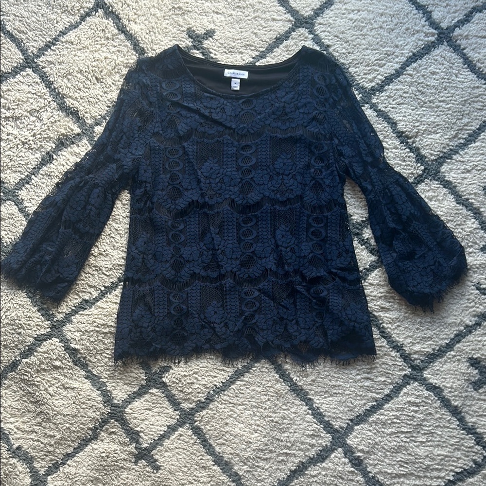 Charter Club Blue Bell Sleeve Ruffled Blouse